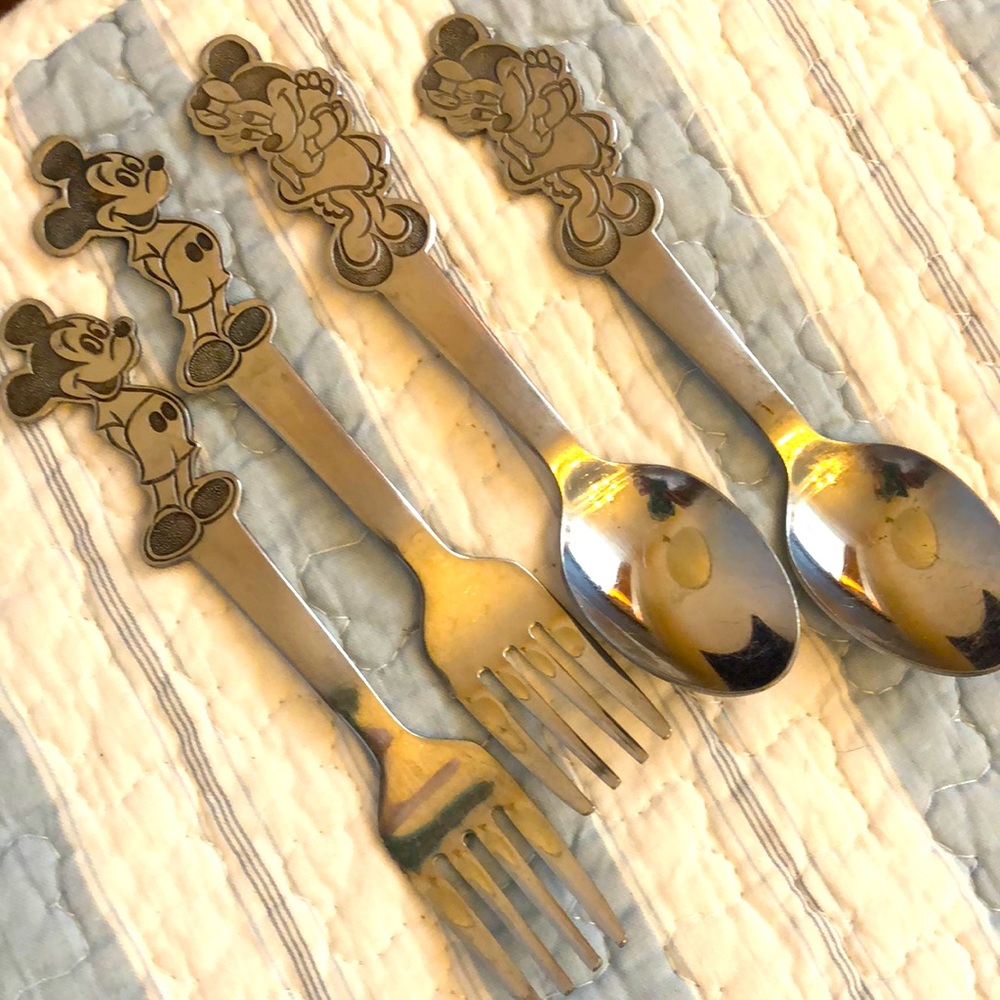 Mickey & Minnie Spoon & Fork Set VINTAGE